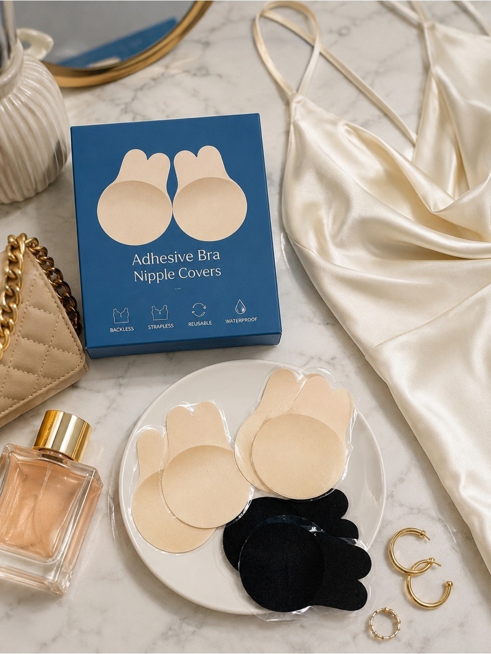 Adhesive Bra Nipple Covers Breast Lift Strapless Backless Reusable 3 Sets